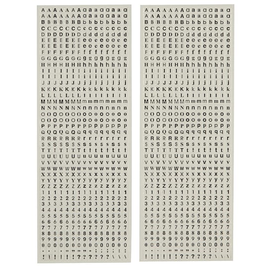 12 Packs: 2 ct. (24 total) Black Mini Font Alphabet and Number Stickers by Recollections™
